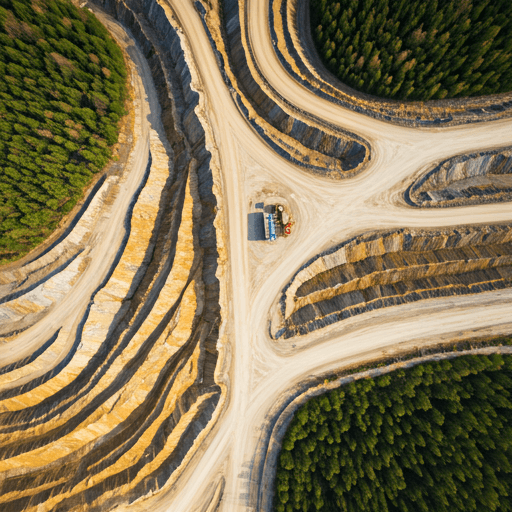 Aerial view of mining site
